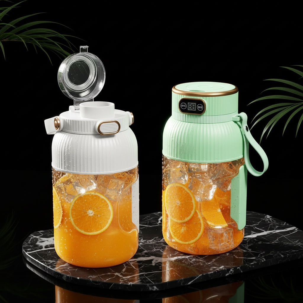 large portable blender,powerful motor driving ten-blade cutter head, dual large-capacity batteries, TYPE-C fast charging head, 42Oz (1200ml) large capacity (WHITE WITH LID)