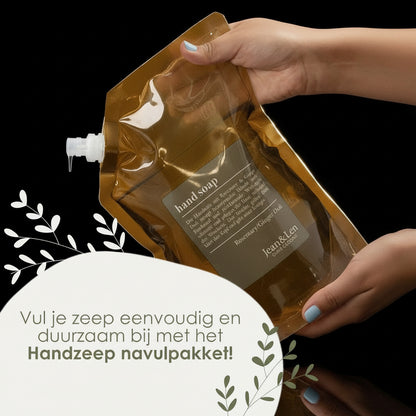 Jean & Len Handzeep Rozemarijn & Gember, reinigt gestreste handen, voor dagelijks gebruik, vloeibare zeep in navulbare pompdispenser, zonder parabenen, siliconen & microplastics, 250 ml