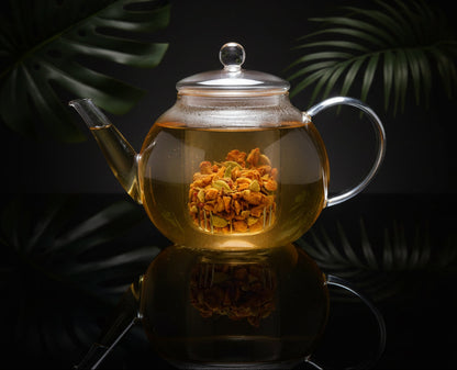 Teabloom Stovetop & Microwave Safe Glass Teapot with Removable Loose Tea Glass Infuser – Includes 2 Blooming Teas – 2-in-1 Tea Kettle and Tea Maker – Tea Purist's Choice