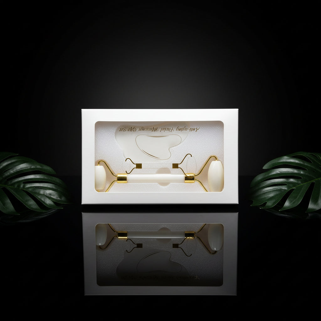 Gua Sha Jade Roller for the Face, GeeRic Gua Sha Tool Jade Roller for Facial Massage Tools, Natural Jade Roller Set of Soothing Stone, Eliminates Eye Swelling, Skin, Face,