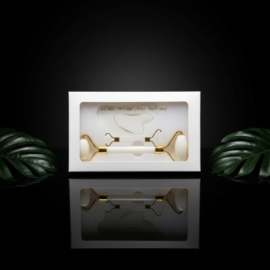 Gua Sha Jade Roller for the Face, GeeRic Gua Sha Tool Jade Roller for Facial Massage Tools, Natural Jade Roller Set of Soothing Stone, Eliminates Eye Swelling, Skin, Face,