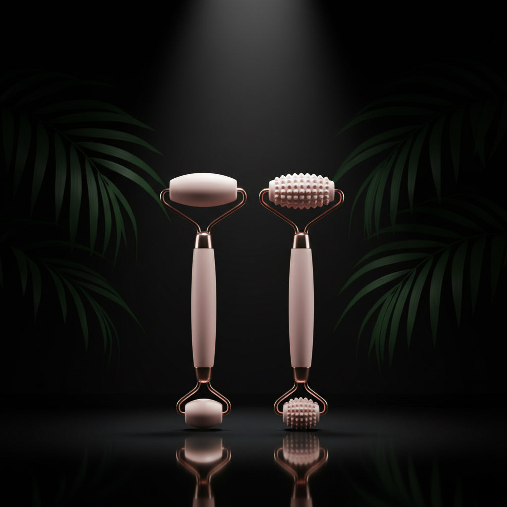 Kitsch Mini Ice Roller & Mini Face Roller Set with Pouch - Ice Roller for Face and Eye Puffiness | Facial Roller & Facial Massage Roller | Facial Roller for Puffy Eyes | Face Ice Roller (Blush)