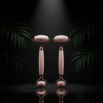 Kitsch Mini Ice Roller & Mini Face Roller Set with Pouch - Ice Roller for Face and Eye Puffiness | Facial Roller & Facial Massage Roller | Facial Roller for Puffy Eyes | Face Ice Roller (Blush)