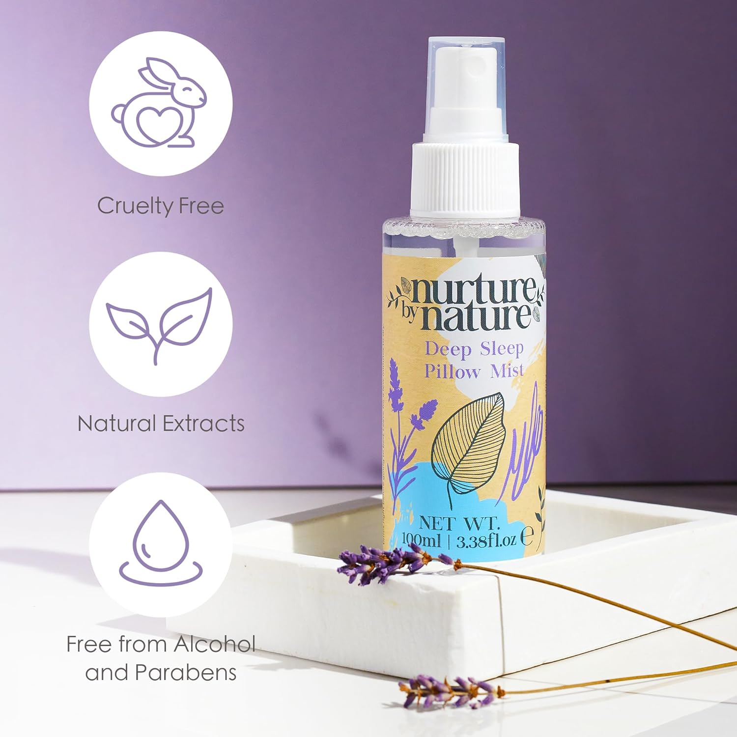 Nurture by Nature RELAX & CALM Spa Kit - Mothers Day Gift - Spa Gift Baskets For Women, Complete Bath Sets for Women Gift - Lavender Pillow Mist, Bath Salts, Bath Bomb - Self Care Gift Basket