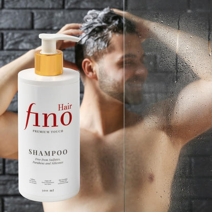 fino Hair Shampoo – Diepe Haarverzorging met Cafeïne, Biotine, Hyaluronzuur & Arganolie – Zonder Sulfaten & Parabenen – 300ml