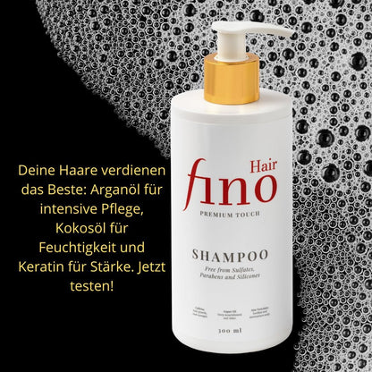 fino Hair Shampoo – Diepe Haarverzorging met Cafeïne, Biotine, Hyaluronzuur & Arganolie – Zonder Sulfaten & Parabenen – 300ml