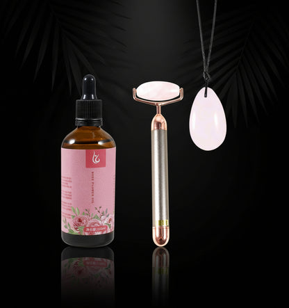 Rozenkwarts Jade Huidverzorging Set-Jade Roller Face Roller, Facial Beauty Roller Huidverzorging Gereedschap+Jade Ei Zorgen Stenen Ei Rotskristal Bulk Edelsteen Gepolijste Minerale Rock Ei