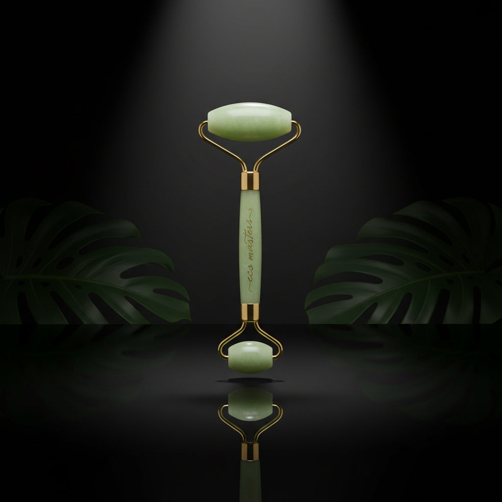 Jade Roller with Gua Sha and Vitamin C Serum - Aloe Vera & Retinol - Facial Roller - 100% Pure Jade Stone Facial Massage - Anti-Aging Massage Set