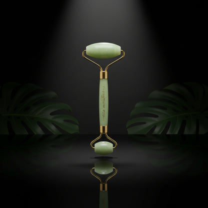 Jade Roller with Gua Sha and Vitamin C Serum - Aloe Vera & Retinol - Facial Roller - 100% Pure Jade Stone Facial Massage - Anti-Aging Massage Set