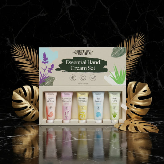 Hand Cream Gift Set from Nurture by Nature, 5pcs, Hand Lotion Travel Size, Enriched with 6% Shea Butter & Glycerin, Hand Cream for Women, Dry Skin, Mini Hand Cream Set, Hand Lotion Gift Set for Women