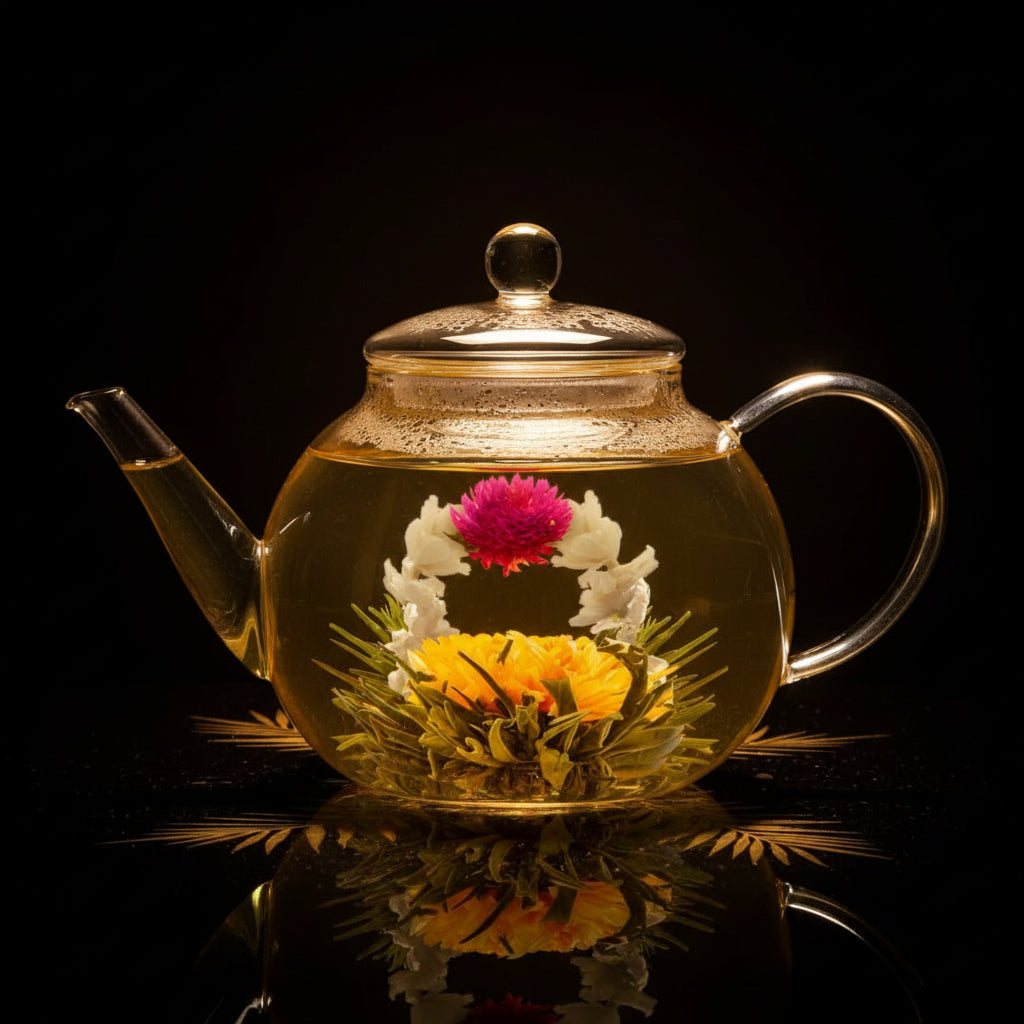 Teabloom Stovetop & Microwave Safe Glass Teapot with Removable Loose Tea Glass Infuser – Includes 2 Blooming Teas – 2-in-1 Tea Kettle and Tea Maker – Tea Purist's Choice