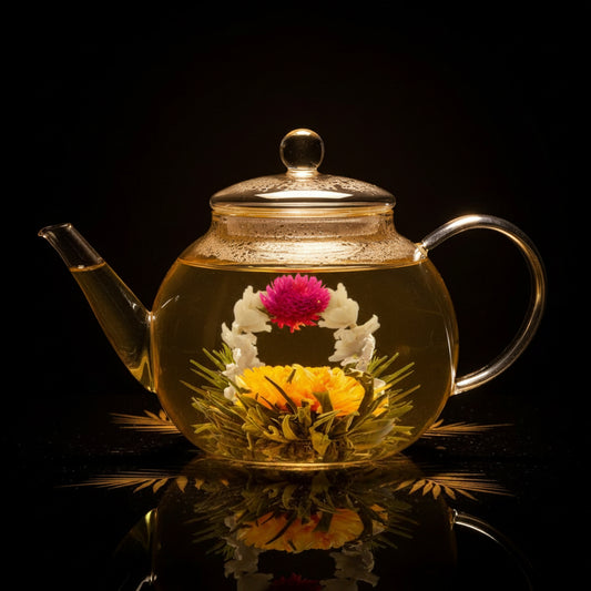 Teabloom Stovetop & Microwave Safe Glass Teapot with Removable Loose Tea Glass Infuser – Includes 2 Blooming Teas – 2-in-1 Tea Kettle and Tea Maker – Tea Purist's Choice