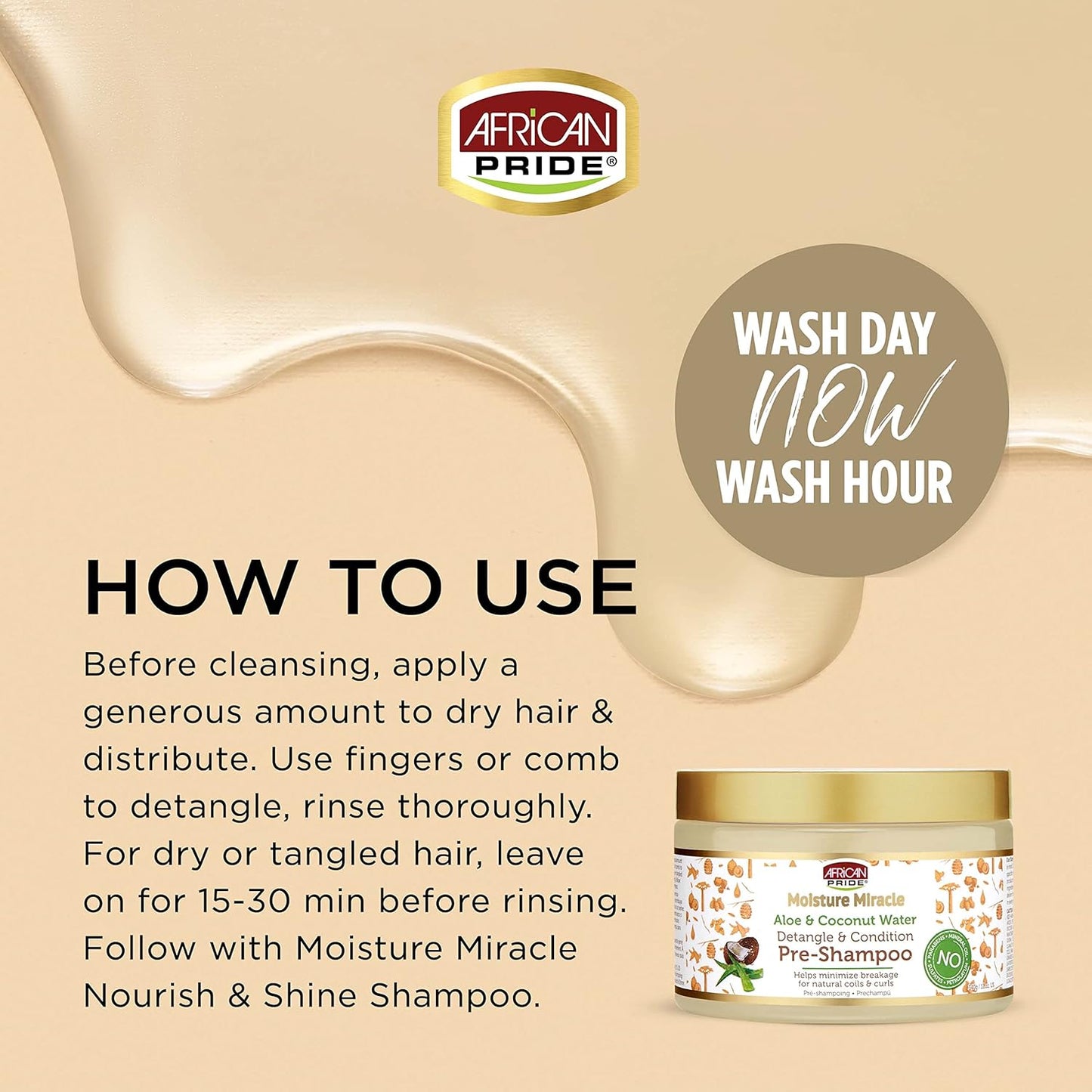 African Pride Moisture Miracle - For Natural Coils & Curls, Nourishes & Shines, Sulfate Free, Color Safe (3 in 1 Set)