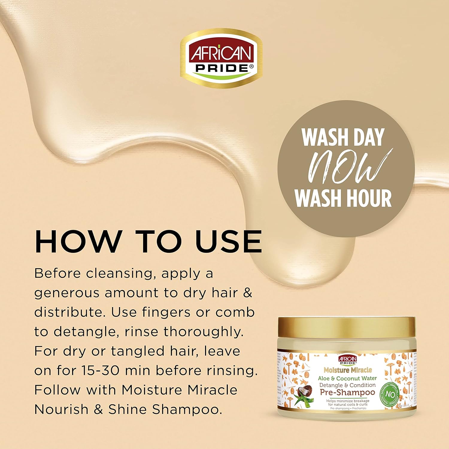 African Pride Moisture Miracle - For Natural Coils & Curls, Nourishes & Shines, Sulfate Free, Color Safe (3 in 1 Set)