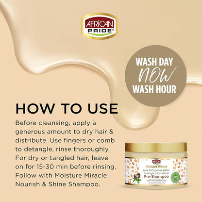 African Pride Moisture Miracle - For Natural Coils & Curls, Nourishes & Shines, Sulfate Free, Color Safe (3 in 1 Set)