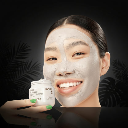 innisfree Super Volcanic Pore Clay Mask, Korean Pore Clearing Clay Mask with Volcanic Clusters and AHA