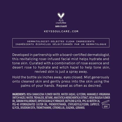 Keys Soulcare - Reviving Aura Mist met Roos van Jericho + Toverhazelaar/3,72 FL OZ (110 ml)