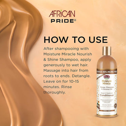 African Pride Moisture Miracle - For Natural Coils & Curls, Nourishes & Shines, Sulfate Free, Color Safe (3 in 1 Set)