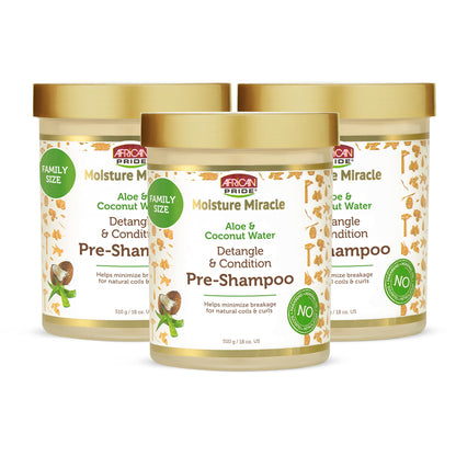 African Pride Moisture Miracle Pre-Shampoo Hair Detangler with Aloe & Coconut Water | Minimizes Breakage, Hydrates & Strengthens | Pre-Poo Treatment for Natural Coils & Curls | 18 oz.