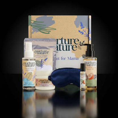 Nurture by Nature Moment for Mama Spa Gift Set – 6-Piece Relaxation Kit for Moms, Includes Lavender Pillow Mist, Body Butter, Shower Oil, Essential Oil Roll-On – Perfect Valentines Day Gift for Moms