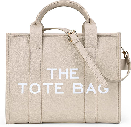 JQWSVE The Tote Bags for Women Handbag Tote Purse with Zipper PU Leather Crossbody Bag for Office, Travel, School, Pu-beige
