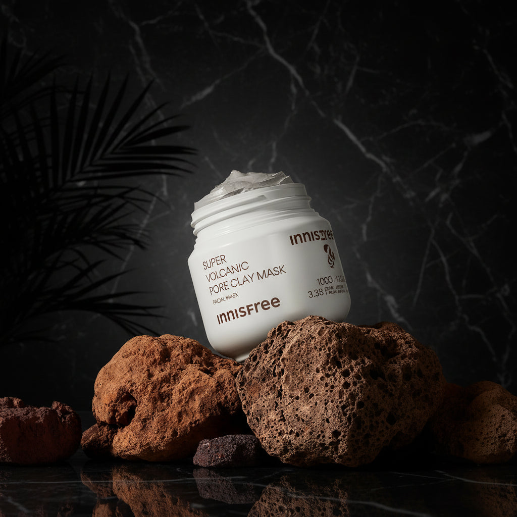 innisfree Super Volcanic Pore Clay Mask, Korean Pore Clearing Clay Mask with Volcanic Clusters and AHA