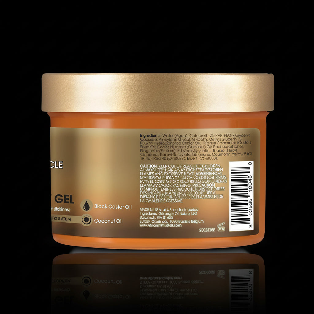 African Pride Black Castor Miracle Extra Hold Braid, Loc, Twist Gel, Tames Frizz & Edges, No Parabens, Sulfates, Mineral Oil or Petrolatum, Contains Black Castor & Coconut Oil