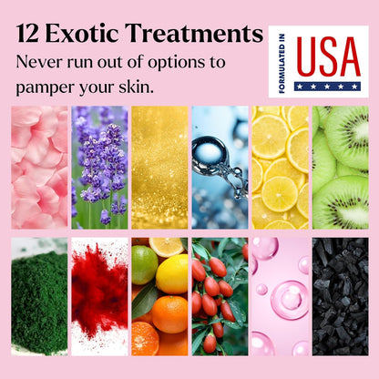 Jelly Mask for Facials - 12 Flavors Moisturizing & Brightening Jelly Face Masks | Free Jade Roller & Spatula | Bulgarian Rose, Lavender, Hyaluronic Acid, 24K Gold Face Mask Skin Care |