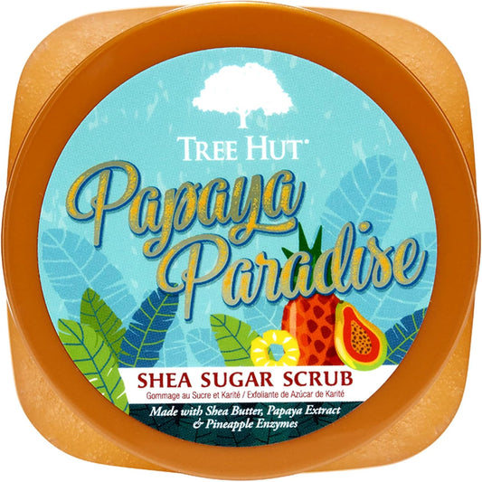 Tree Hut - Suikerlichaamscrub - Papaya Paradise - 510 g blik - Bevat sheaboter en ananas-oppervlakken - Helpt bij het herstellen van de glans van de huid - Voedt diep en glad