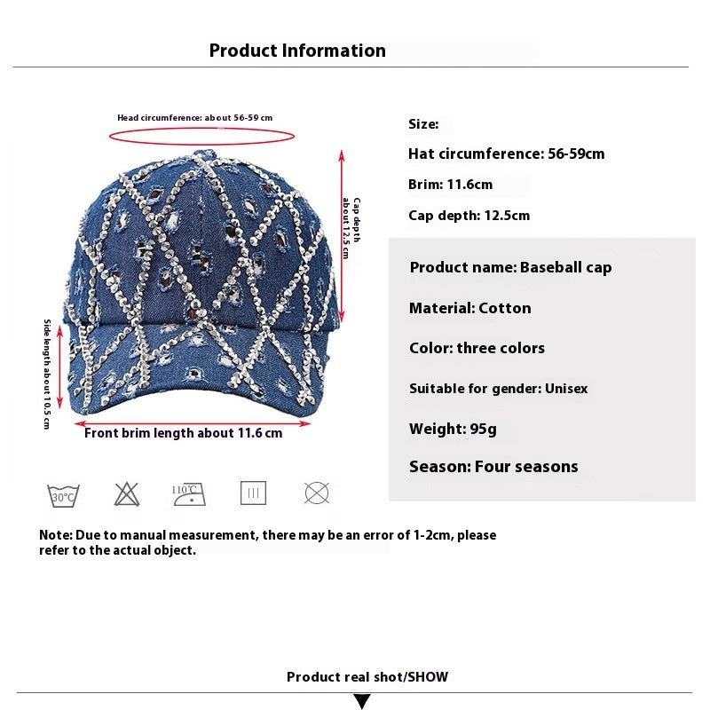 Ripped Diamond Denim Baseball Cap