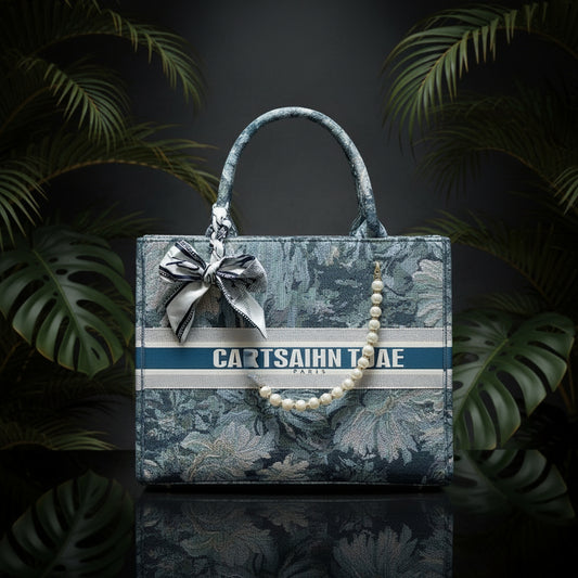 APLUSH Women Handbags Fashion Canvas Tote Bag Large Capacity Jacquard Retro Exquisite Shoulder Bag,Black,38 * 28 * 13cm