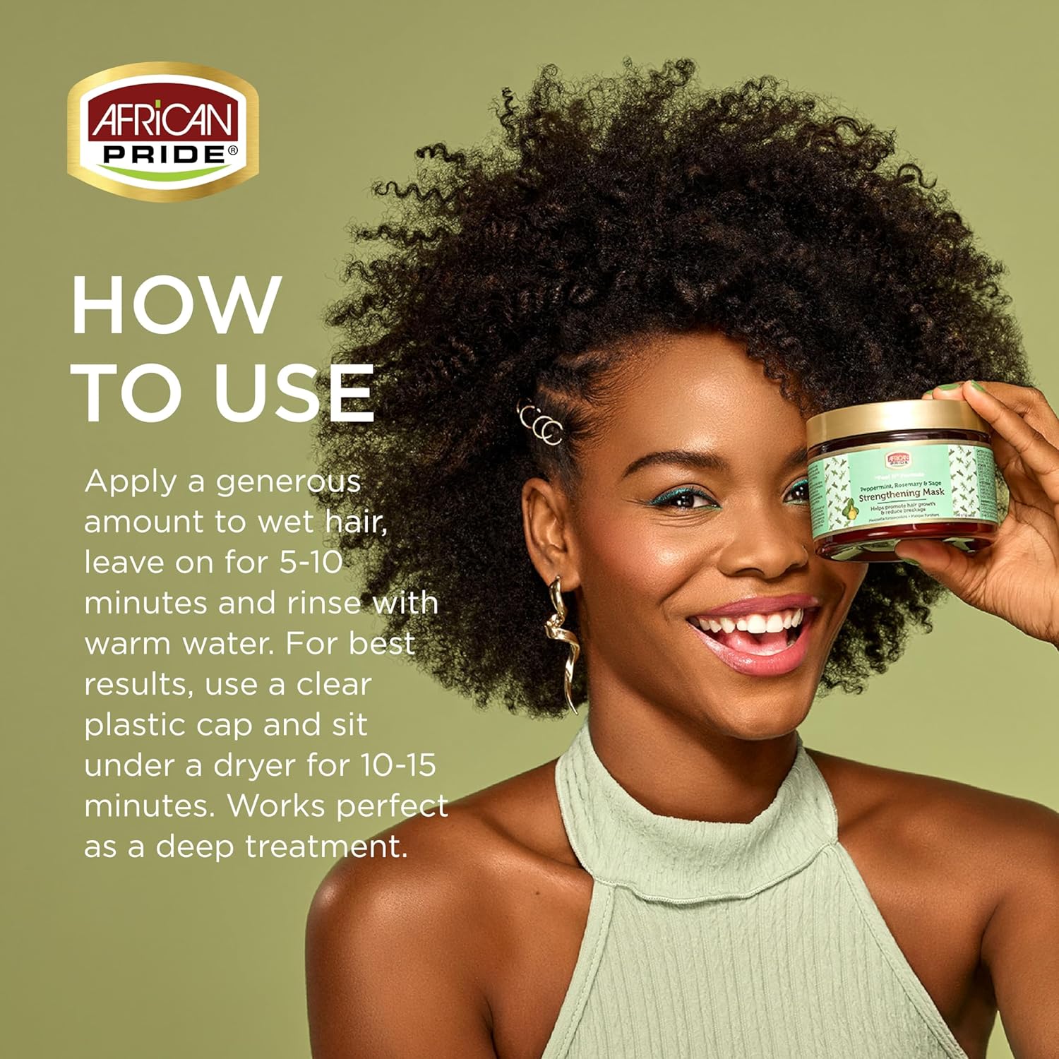 African Pride Feel It Formula Hair Strengthening Mask Treatment with Peppermint, Rosemary & Sage, For All Hair Types - Aids Hair Growth, Nourishes Split Ends & Dry Scalp, 12oz (Pack of 1)