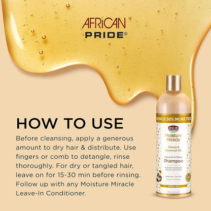 African Pride Moisture Miracle - For Natural Coils & Curls, Nourishes & Shines, Sulfate Free, Color Safe (3 in 1 Set)