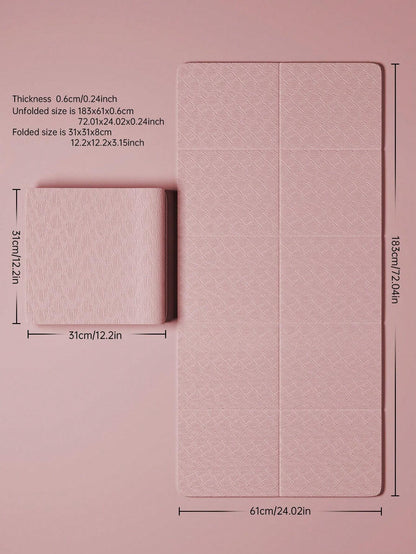 1Pc Pink Foldable Yoga Mat, Tpe Material, 183*61*0.6Cm, Easy to Carry, Suitable for Home Use
