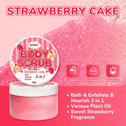 Strawberry Cake Body Scrub Cream Deep Cleansing Exfoliating