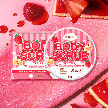 Strawberry Cake Body Scrub Cream Deep Cleansing Exfoliating
