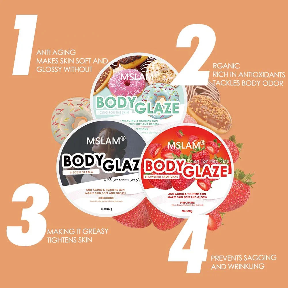 Luxurious Body Glaze Whipped Body Butter - Anti-Aging Moisturizer for Silky Soft Skin