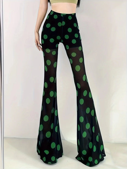 New Green Polka Dot Fresh Gauze Bell Pants