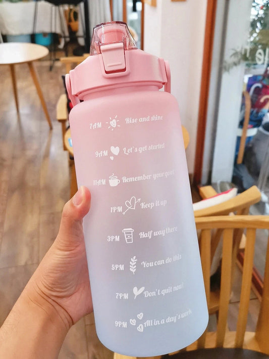 2 Liters Gradient Color Plastic Kettle Large Portable Travel Water Bottle with Straw Sports Cup High Value Big Fat Cup Adult