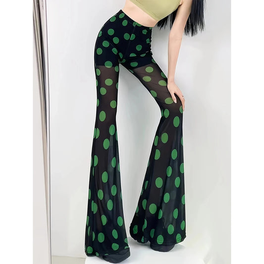 New Green Polka Dot Fresh Gauze Bell Pants