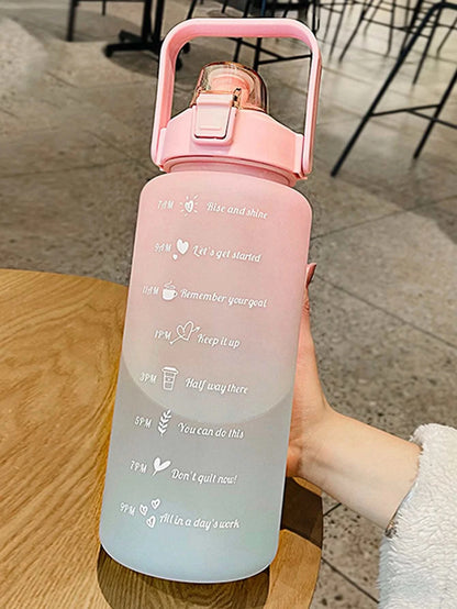 2 Liters Gradient Color Plastic Kettle Large Portable Travel Water Bottle with Straw Sports Cup High Value Big Fat Cup Adult