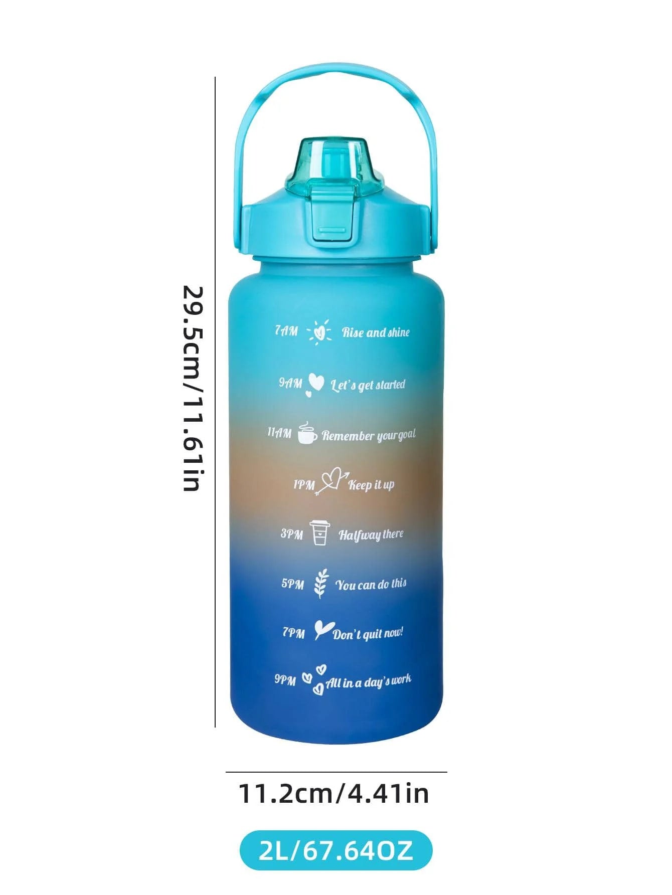 2 Liters Gradient Color Plastic Kettle Large Portable Travel Water Bottle with Straw Sports Cup High Value Big Fat Cup Adult