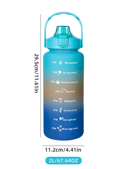 2 Liters Gradient Color Plastic Kettle Large Portable Travel Water Bottle with Straw Sports Cup High Value Big Fat Cup Adult