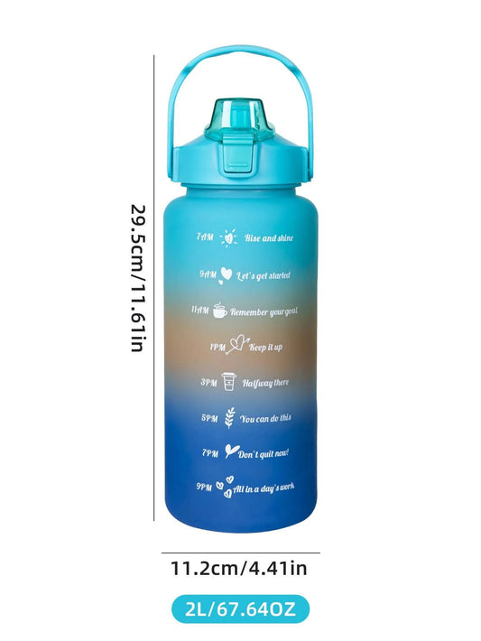 2 Liters Gradient Color Plastic Kettle Large Portable Travel Water Bottle with Straw Sports Cup High Value Big Fat Cup Adult