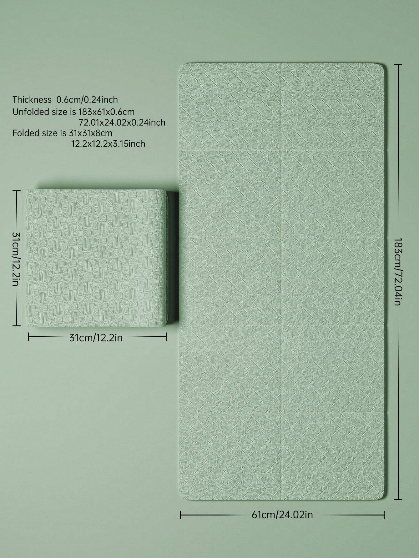 1Pc Pink Foldable Yoga Mat, Tpe Material, 183*61*0.6Cm, Easy to Carry, Suitable for Home Use