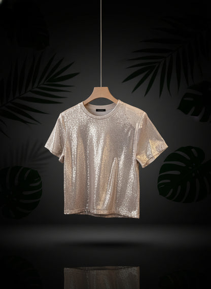 Milano Italy" Graphic T-Shirt - Sparkling Champagne Golden