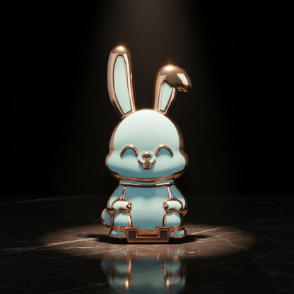 Ultra-Thin Cartoon Rabbit Phone Stand - Universal Finger Ring Holder with Foldable Design and Adhesive Support Frame