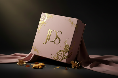 Decorative box with 'JDS' initials on a dark background
