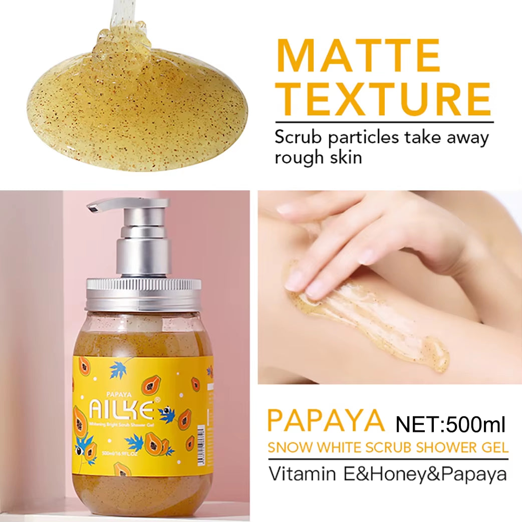 AILKE Peach Shower Gel Women Body Wash Care Best Moisturizing Exfoliating Brightening Scrub Fragrant Shampoo Bath Foam Female
