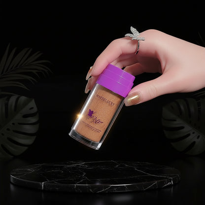 A highlighter stick by MAYBELUCKY with packaging showing dimensions, with the stick visible alongside the box.